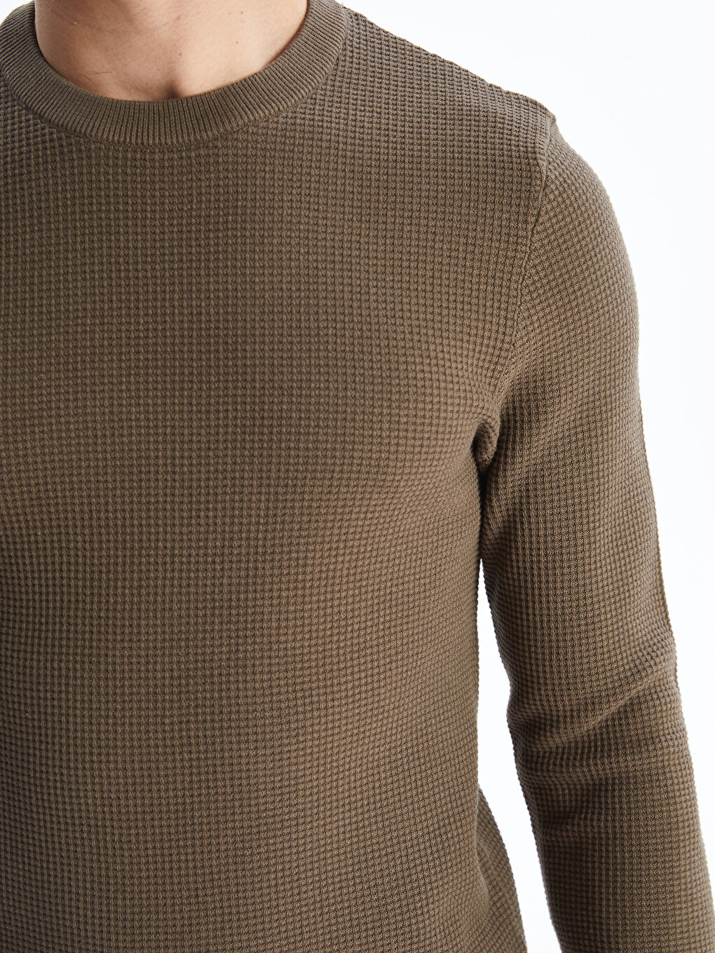 Crew Neck Checkered Men's Knit Sweater-2