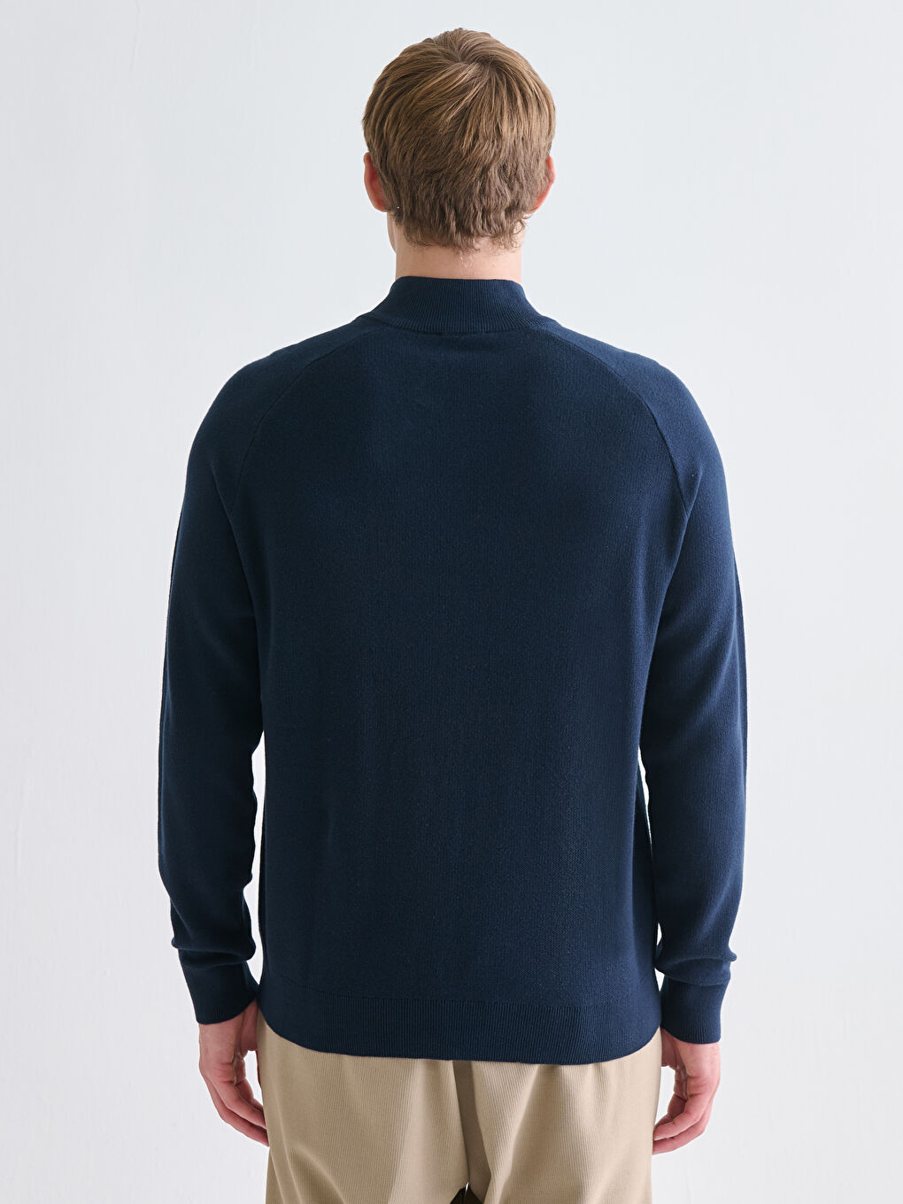 Regular Fit Funnel Neck Men's Knit Cardigan-3