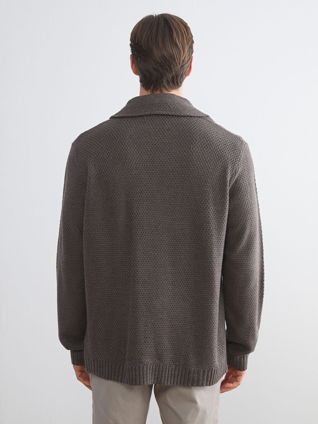 Standard Fit Jacket Neck Men's Knitwear Cardigan-3