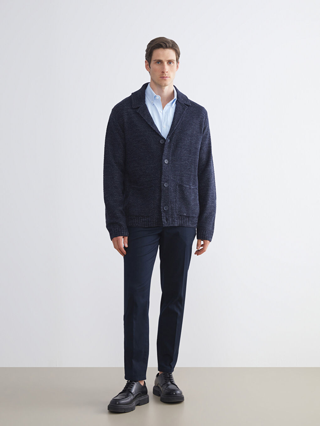 Standard Fit Jacket Neck Men's Knitwear Cardigan-1