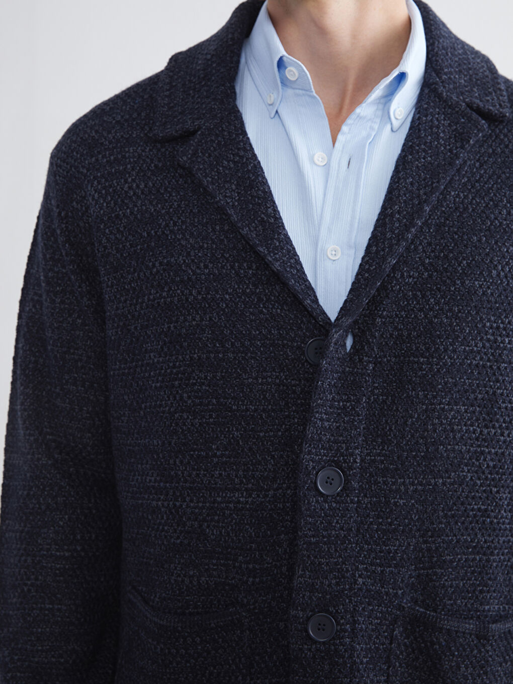 Standard Fit Jacket Neck Men's Knitwear Cardigan-2