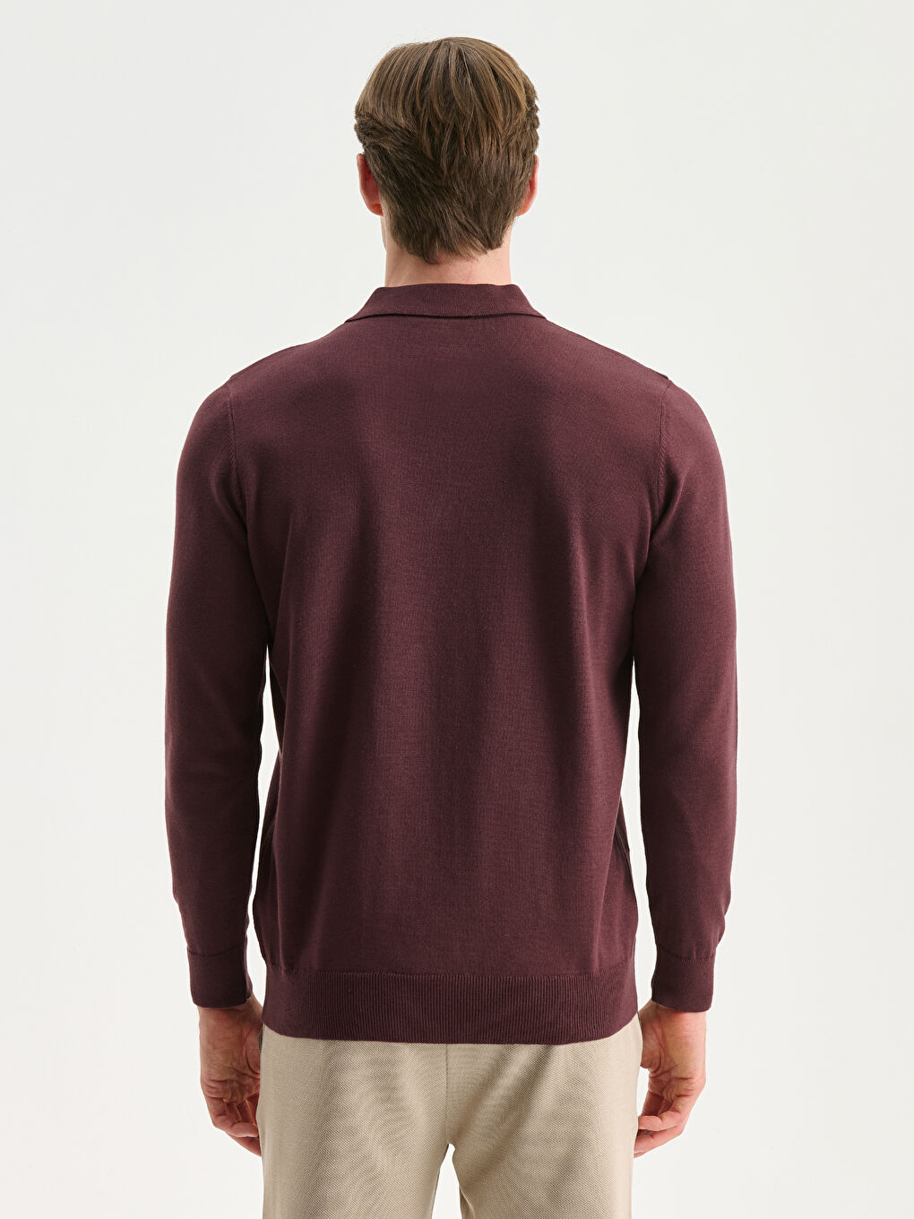 Mürdüm Polo Yaka Erkek Triko Kazak-3