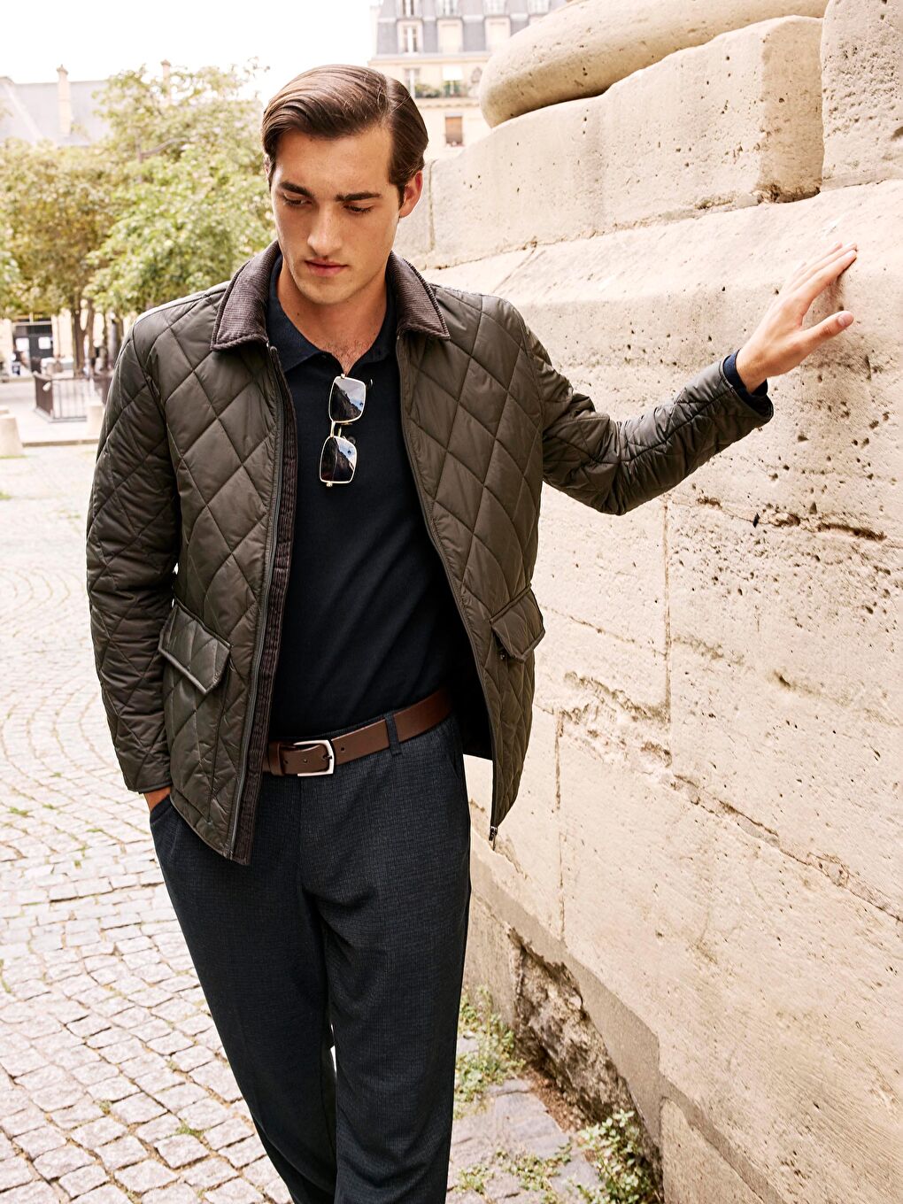 Lacivert Polo Yaka Erkek Triko Kazak-1