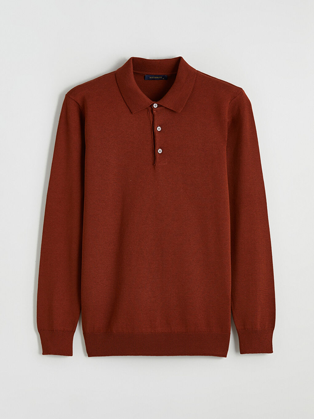 Kahverengi Polo Yaka Erkek Triko Kazak-4