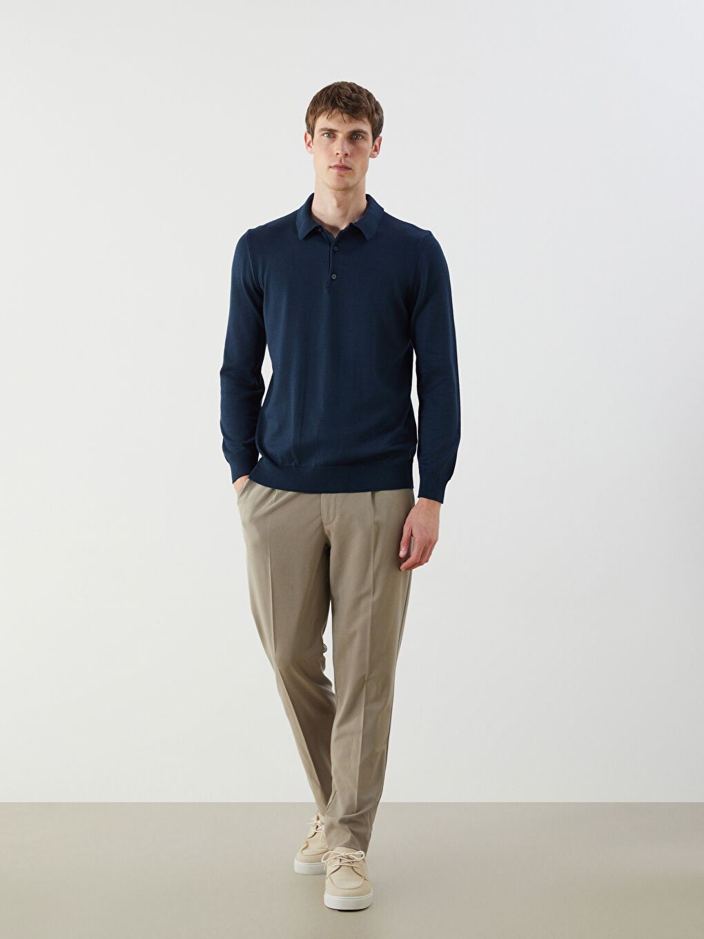 Petrol Polo Yaka Erkek Triko Kazak-1