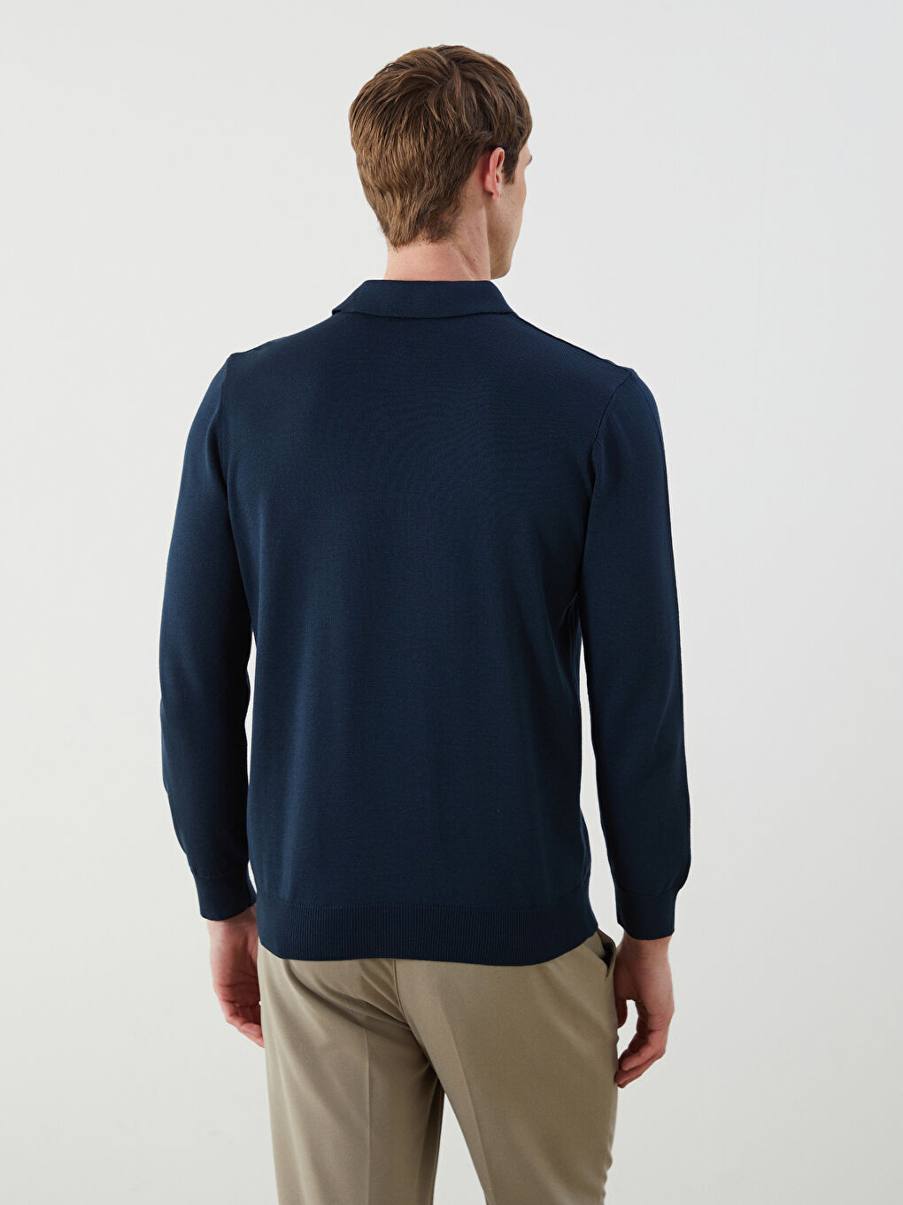 Petrol Polo Yaka Erkek Triko Kazak-3