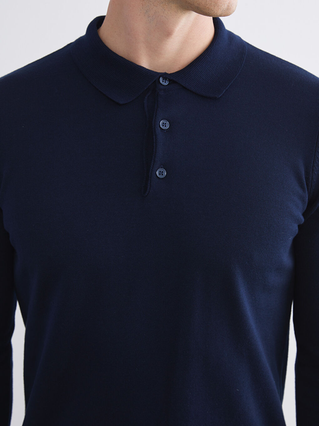 Lacivert Polo Yaka Erkek Triko Kazak-2