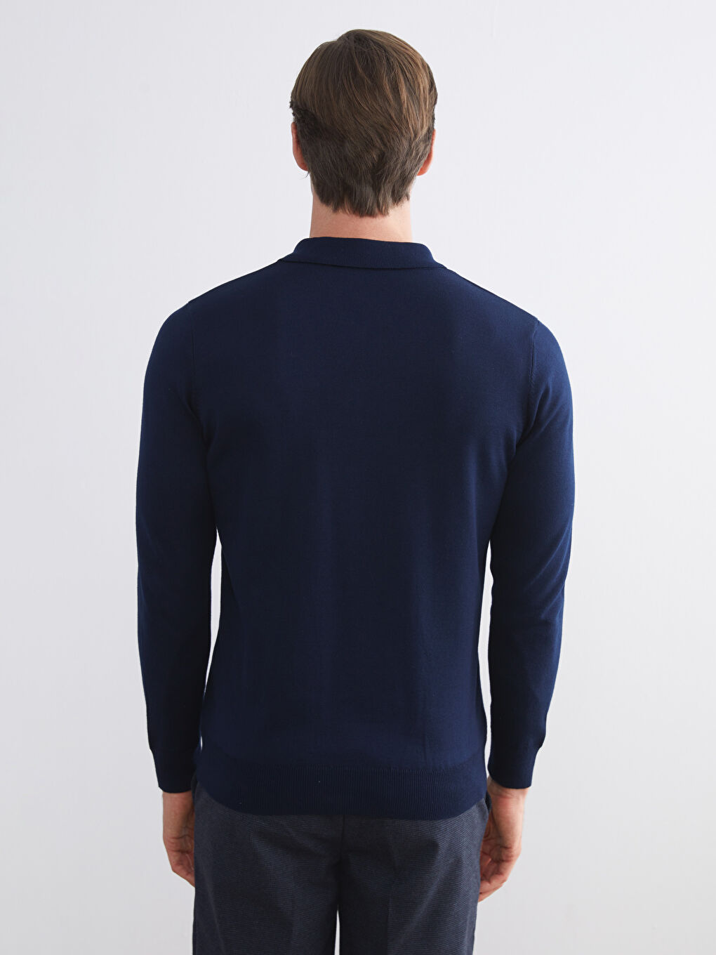 Lacivert Polo Yaka Erkek Triko Kazak-3