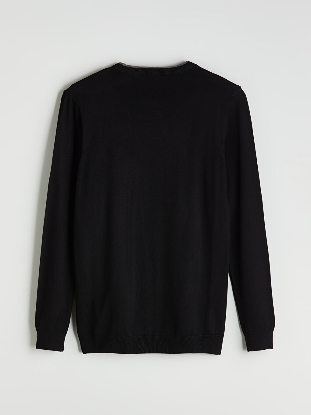 Siyah Bisiklet Yaka Erkek Triko Kazak-5