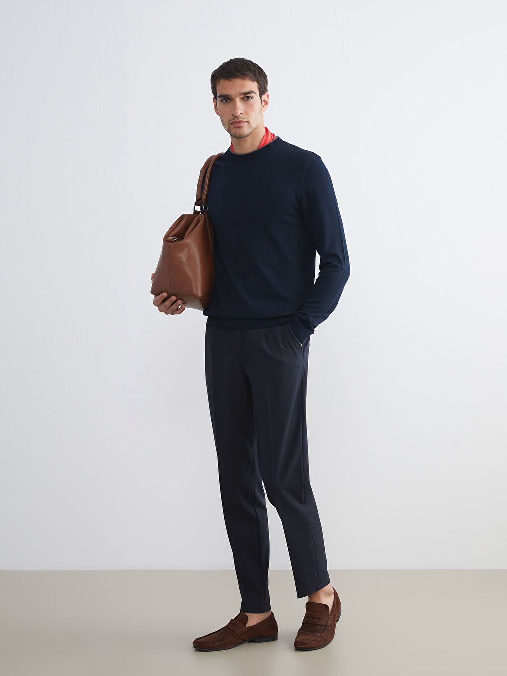 Lacivert Bisiklet Yaka Erkek Triko Kazak-1