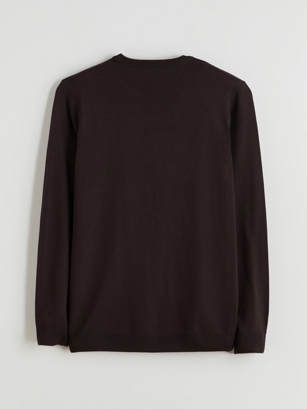 Kahverengi Bisiklet Yaka Erkek Triko Kazak-5