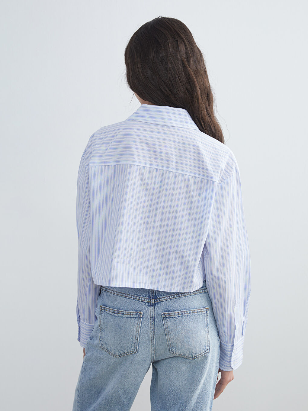 XSIDE Striped Crop Poplin Women's Shirt -W58277Z8-LEP