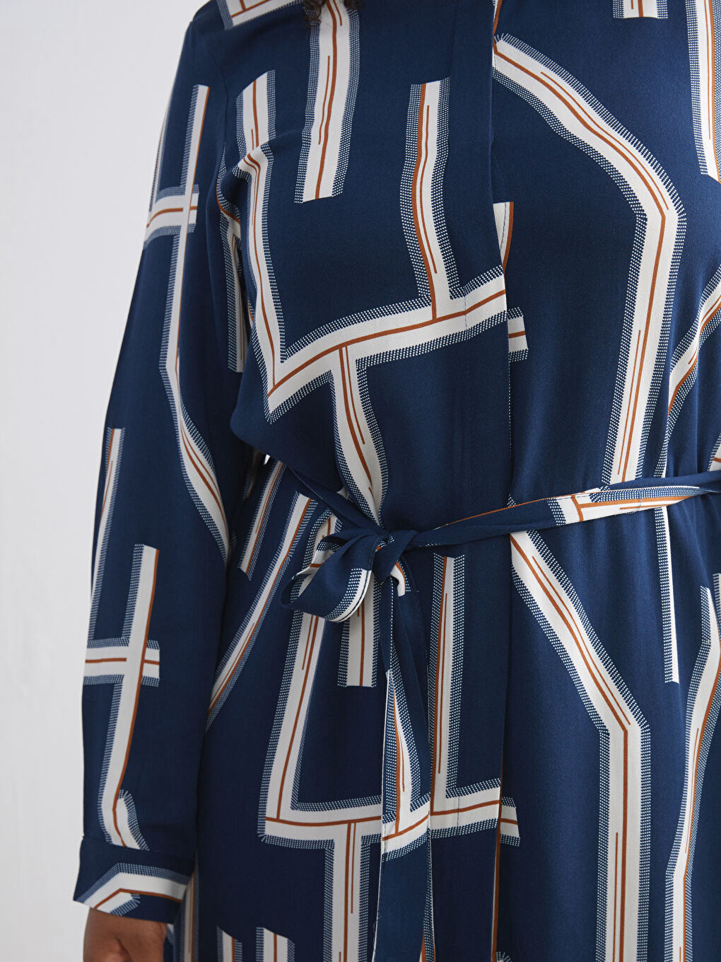 Crew Neck Patterned Dress-6