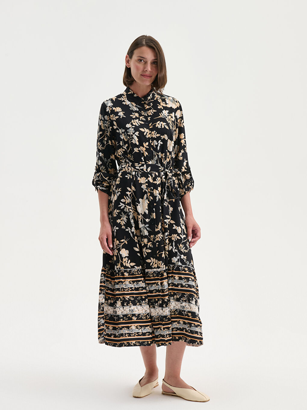 LCW Grace Patterned Shirt Dress -W58288Z8-LQJ