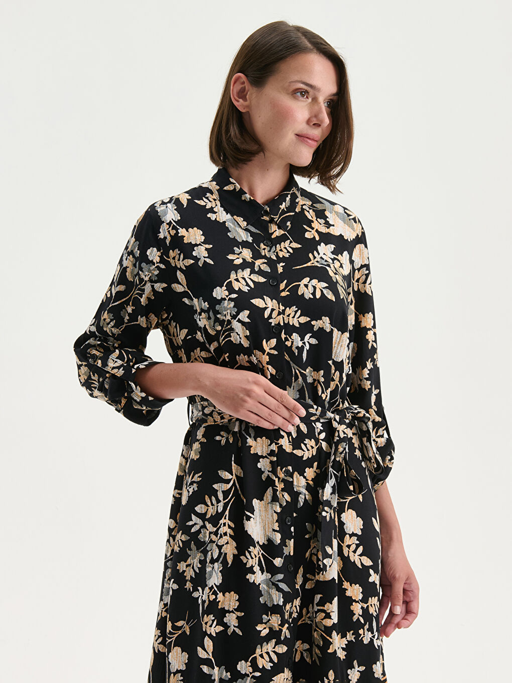 LCW Grace Patterned Shirt Dress -W58288Z8-LQJ