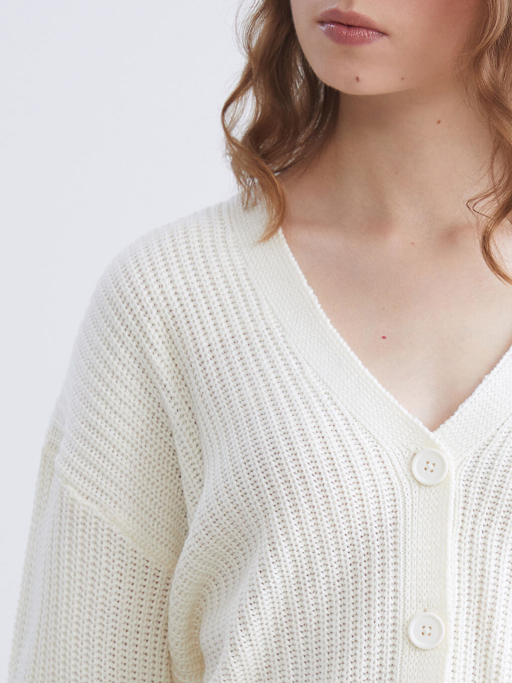 V-Neck Hole-Knitted Women's Knitwear Cardigan-2