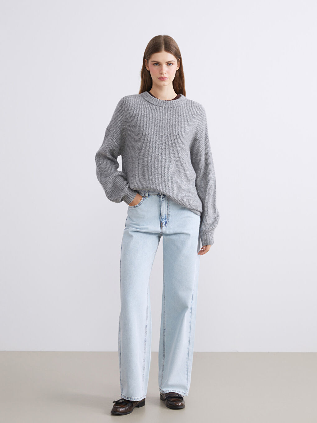 Crew Neck Oversize Women's Knitwear Sweater-1