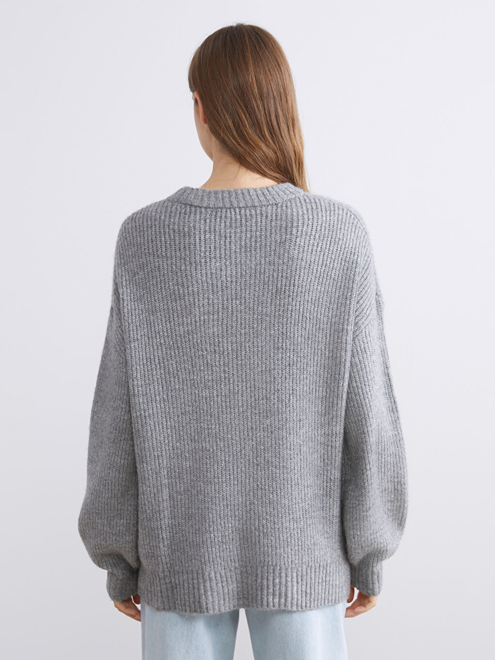 Crew Neck Oversize Women's Knitwear Sweater-3