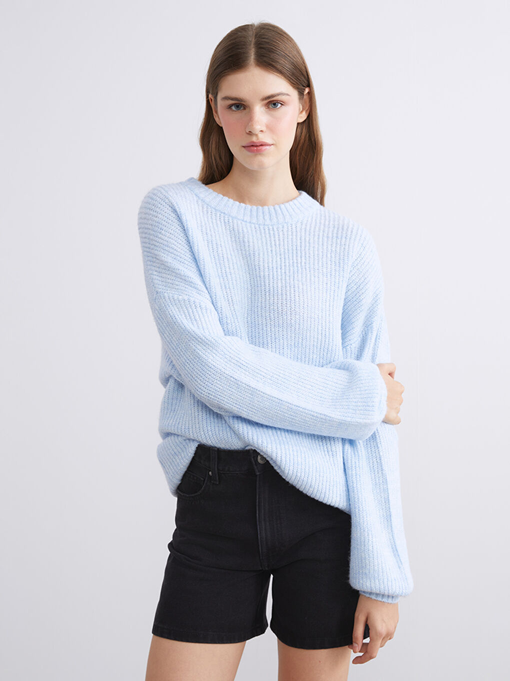 Crew Neck Oversize Women's Knitwear Sweater