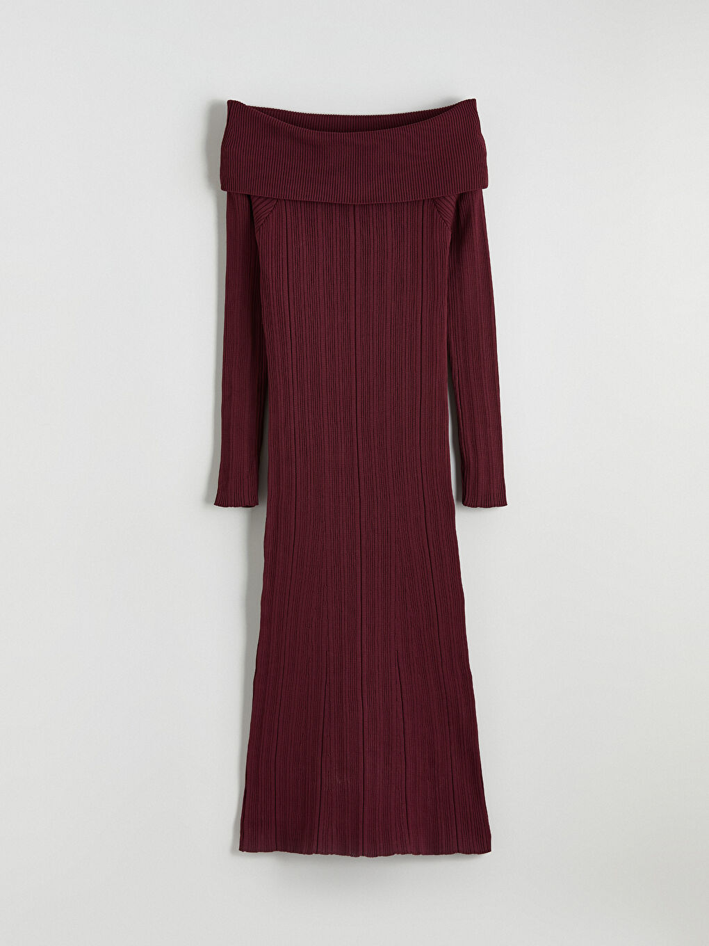 Kırmızı Kayık Yaka Triko Elbise-4