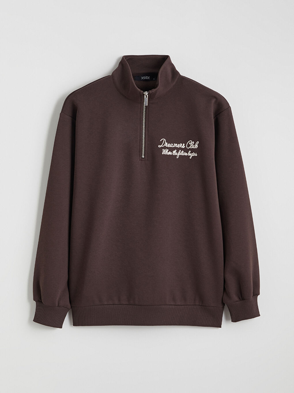 Әйелдерге арналған биік жағалы кестеленген оверсайз қалың свитшот-4