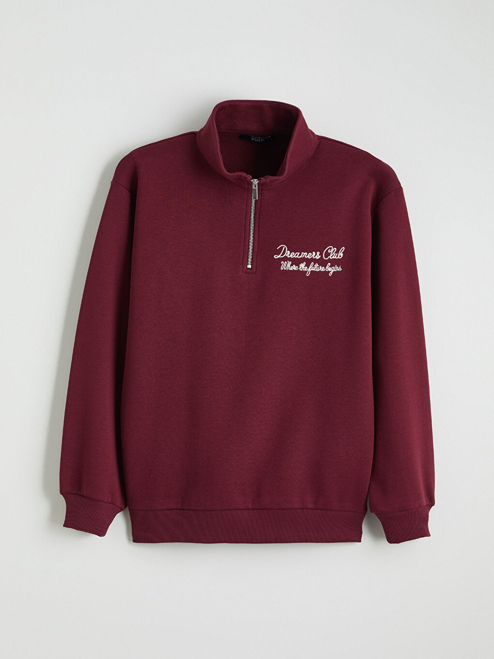 Funnel Neck Embroidered Oversize Women's Thick Sweatshirt-4