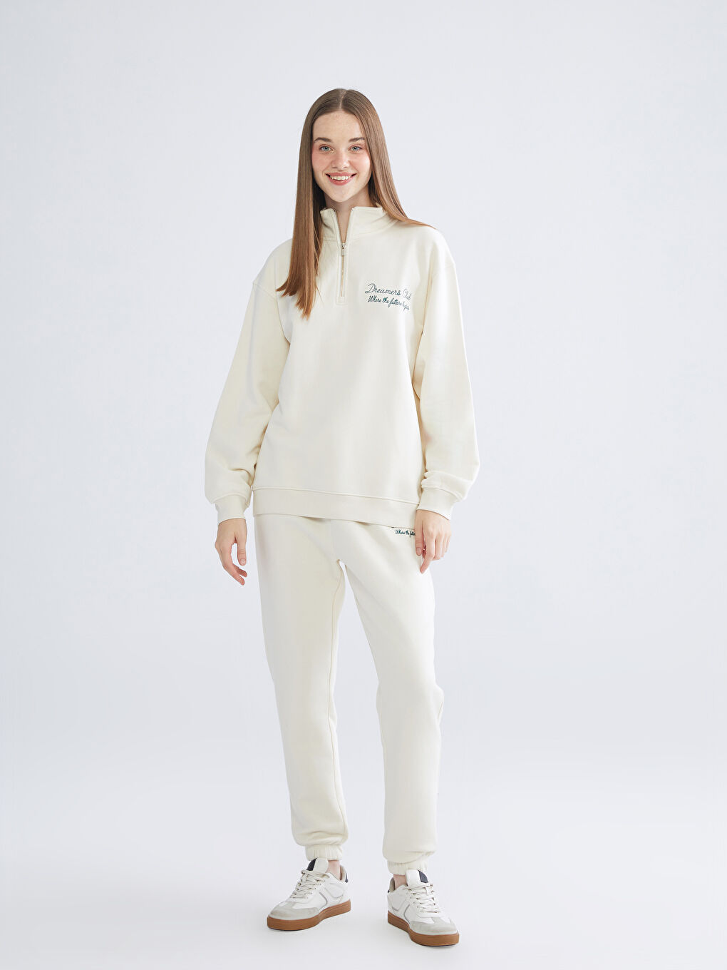 XSIDE Funnel Neck Embroidered Oversize Women's Thick Sweatshirt -W58355Z8-YSB