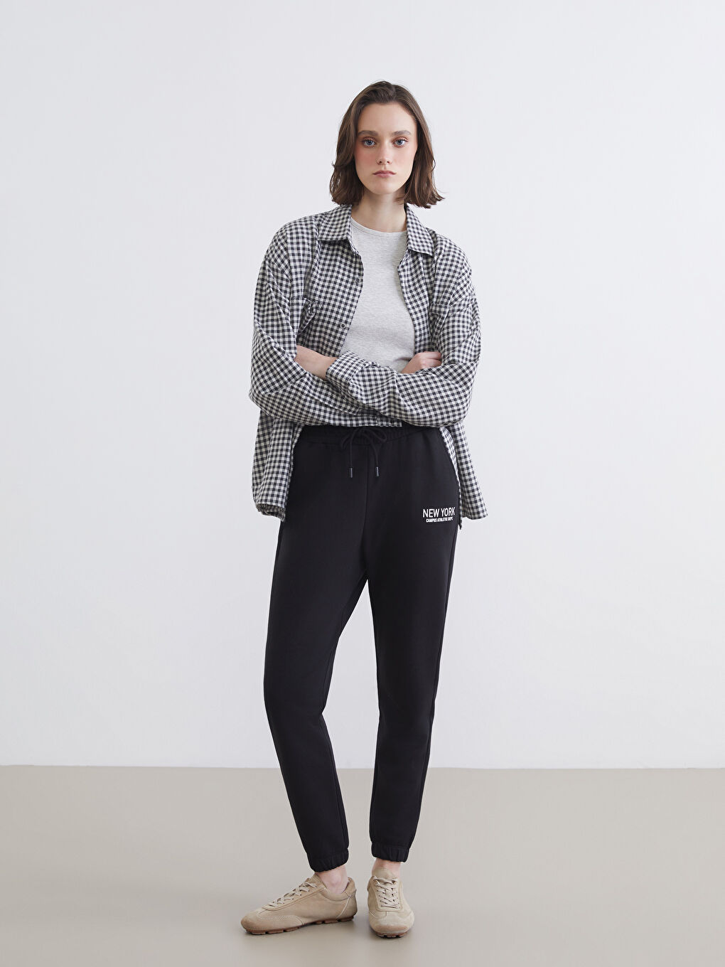 Pantaloni de Trening Jogger pentru Femei cu Imprimeu și Talie Elastică