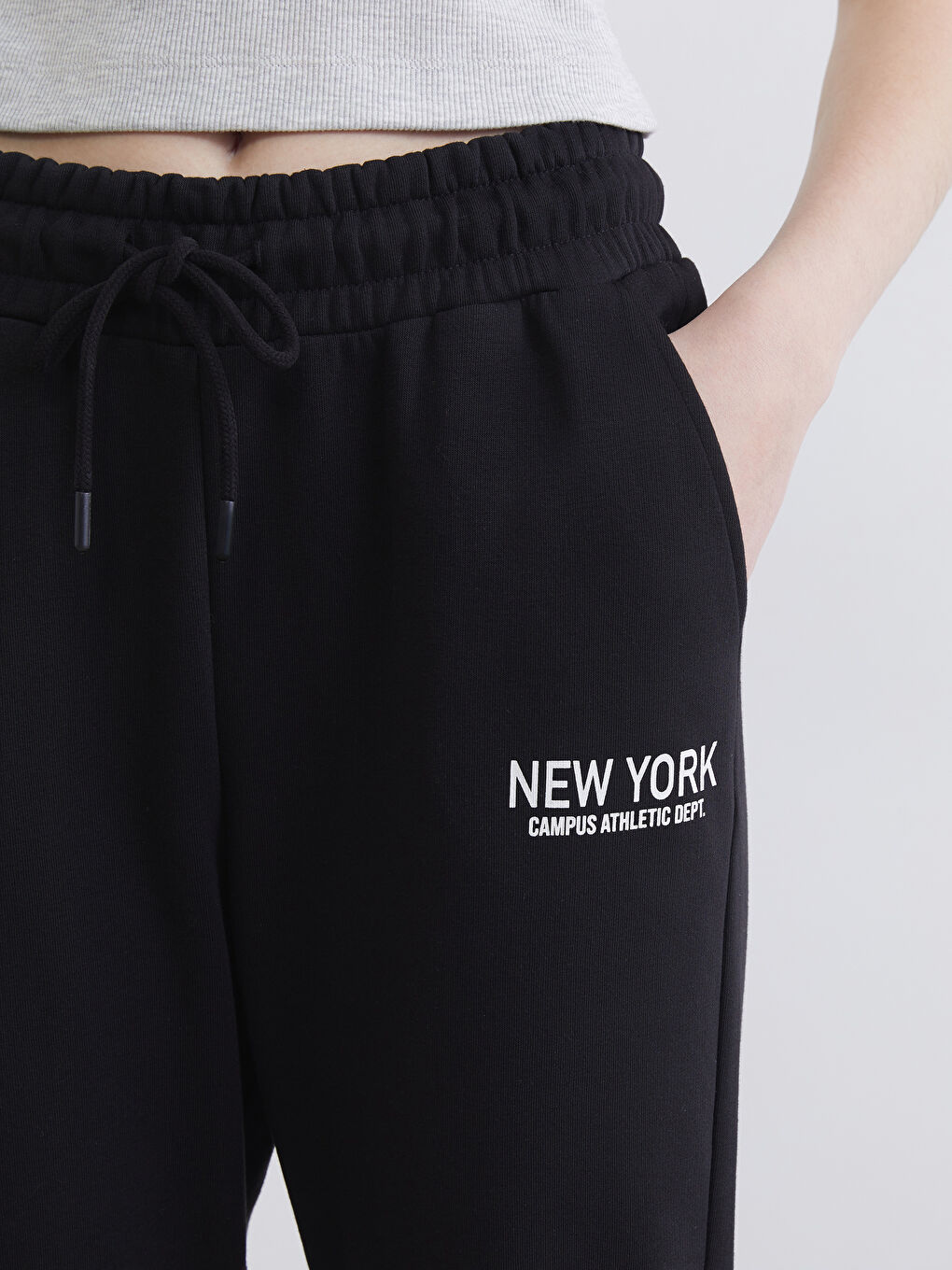 Pantaloni de Trening Jogger pentru Femei cu Imprimeu și Talie Elastică-2