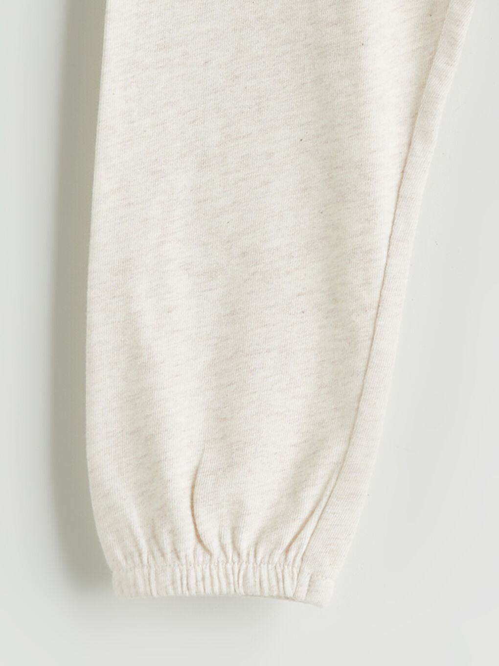 Bej Beli Lastikli Kız Bebek Jogger Eşofman Altı-1