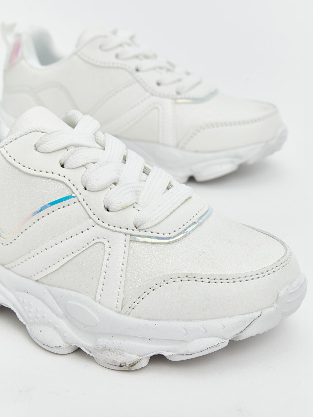 Leather Look Lace-Up Baby Girl Sneakers-2