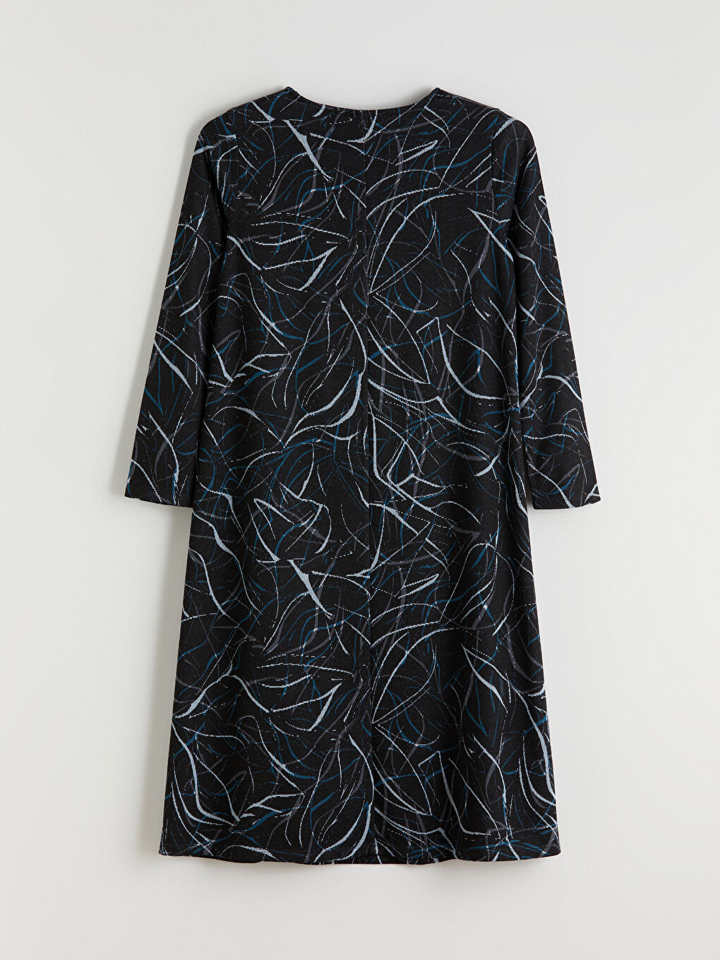 Crew Neck Patterned A-Line Dress-1