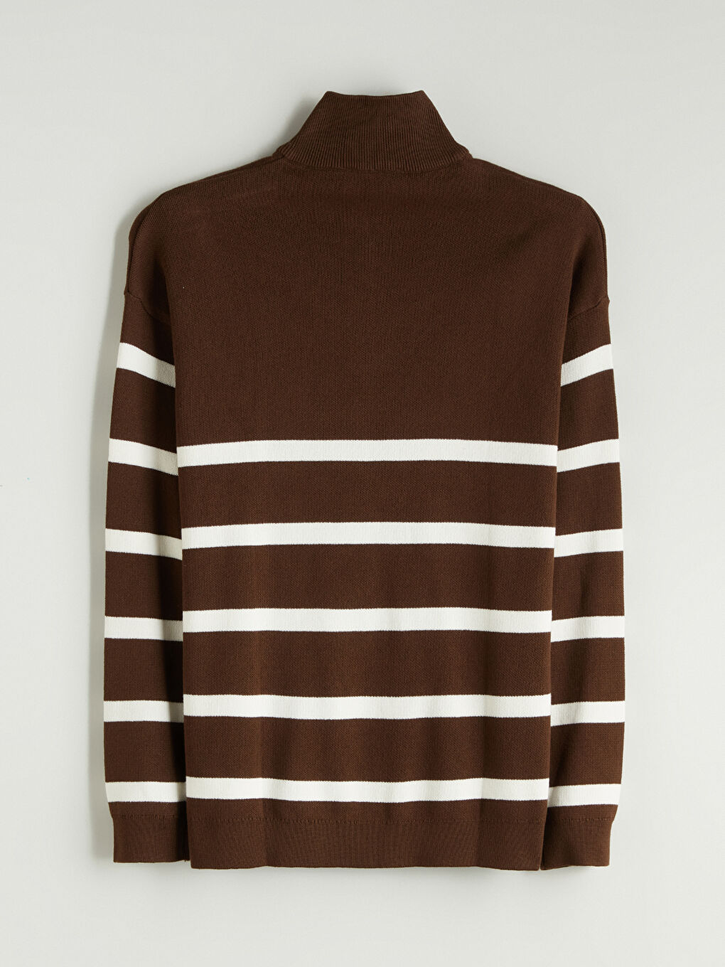 Funnel Neck Long Sleeve Striped Men's Knitwear Sweater-5