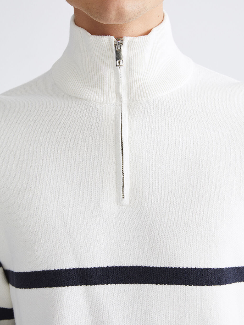 XSIDE Funnel Neck Long Sleeve Striped Men's Knitwear Sweater -W58409Z8-EEW