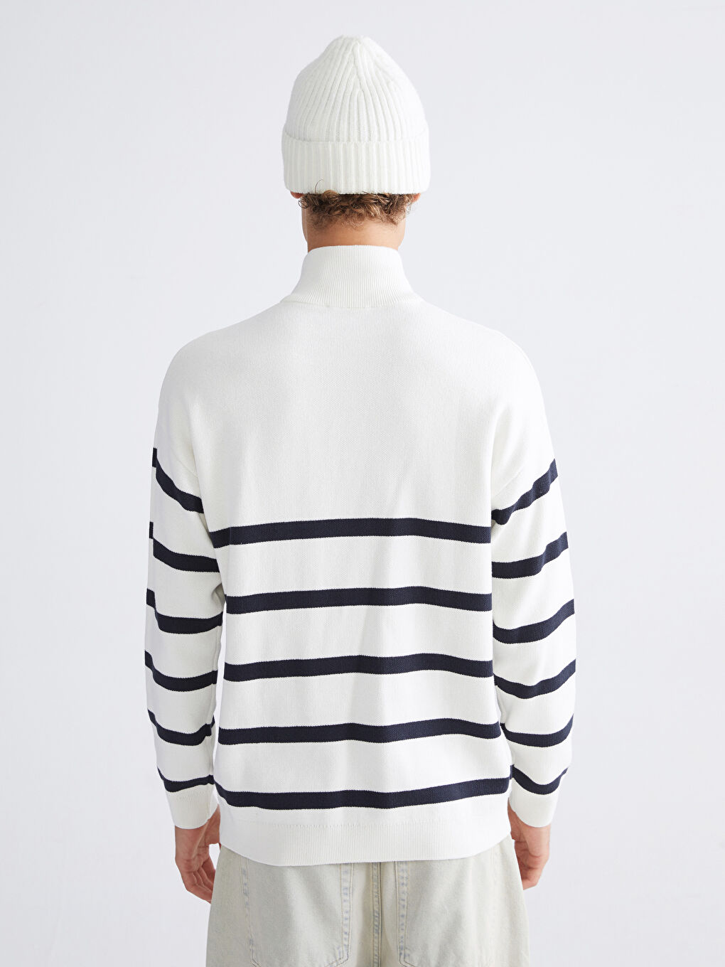 XSIDE Funnel Neck Long Sleeve Striped Men's Knitwear Sweater -W58409Z8-EEW