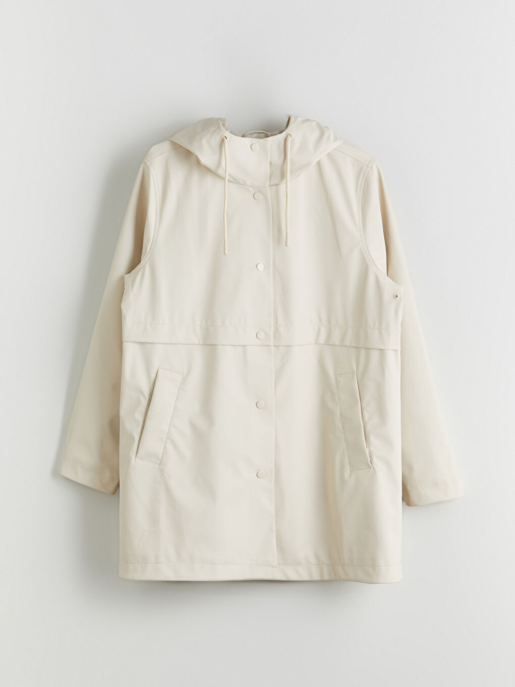Bej Kapüşonlu Kadın Yağmurluk-5