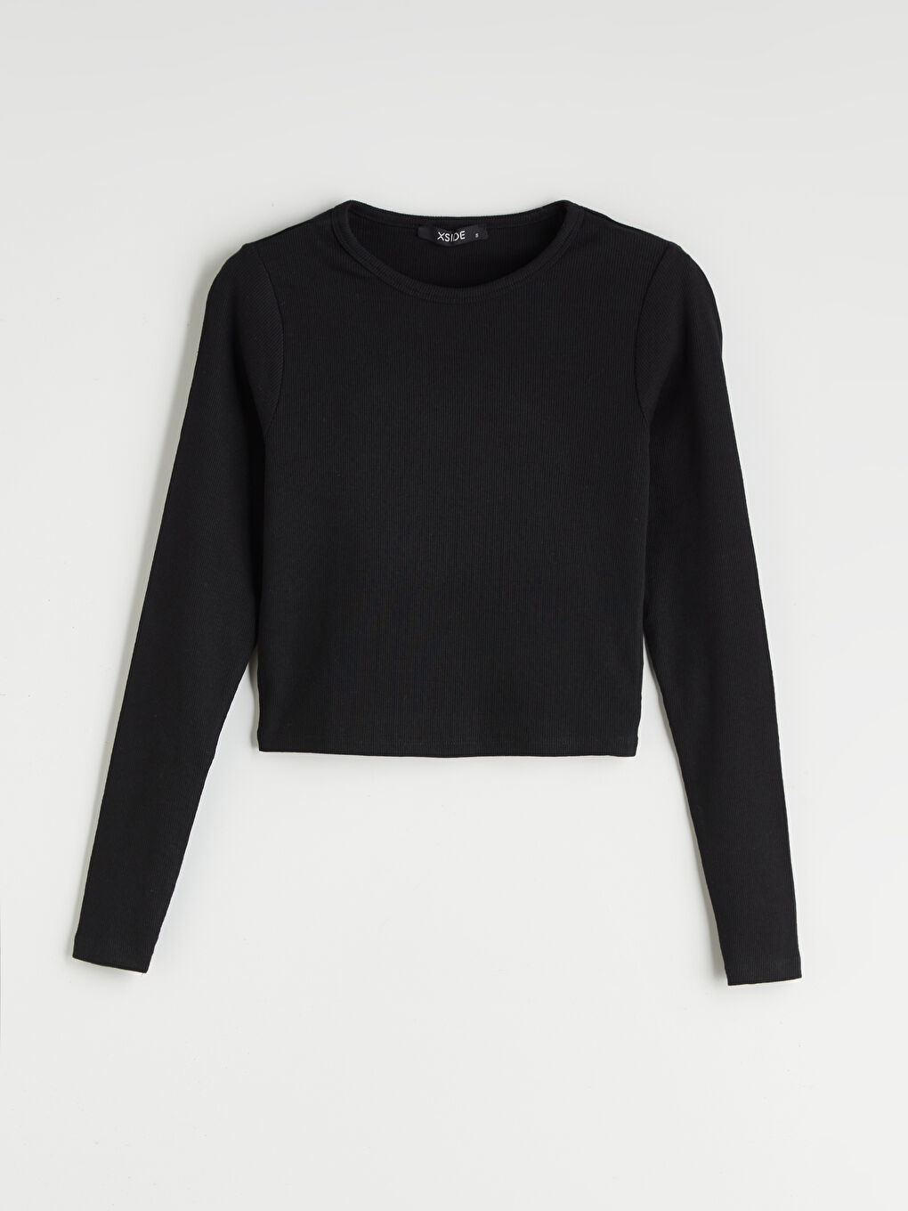 XSIDE Crew Neck Plain Long Sleeve Women's Crop Top -W58448Z8-CVL