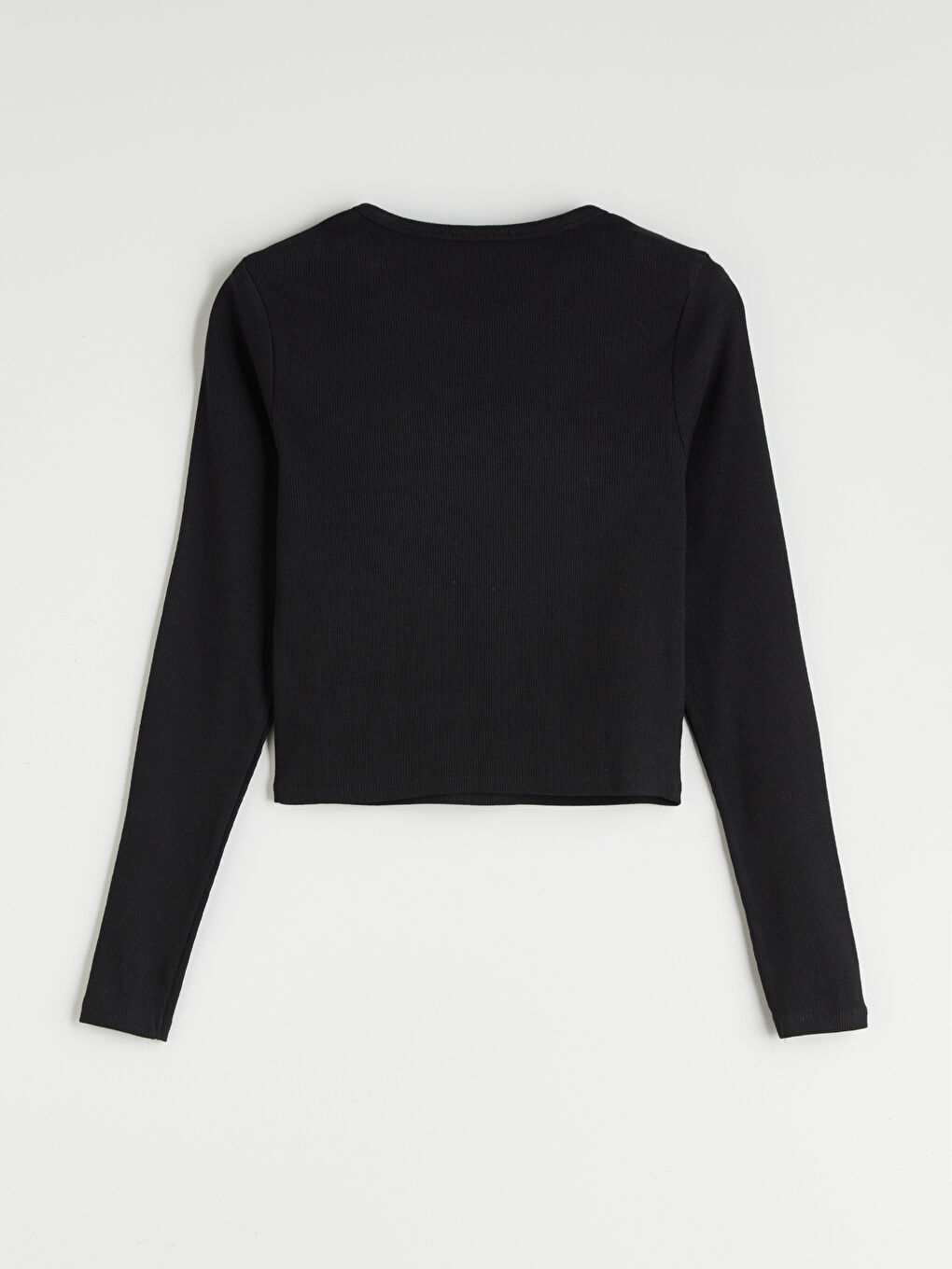 XSIDE Crew Neck Plain Long Sleeve Women's Crop Top -W58448Z8-CVL