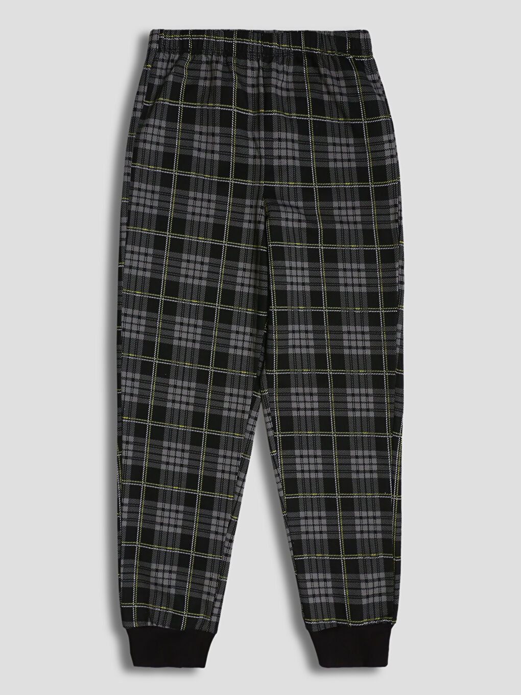 Siyah Beli Lastikli Ekose Erkek Çocuk Pijama Alt