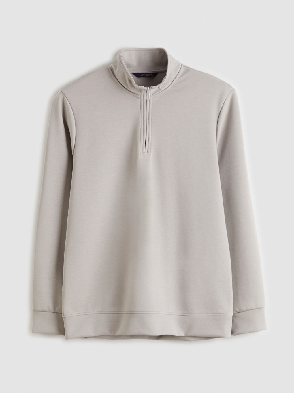 Gri Dik Yaka Erkek Sweatshirt-4