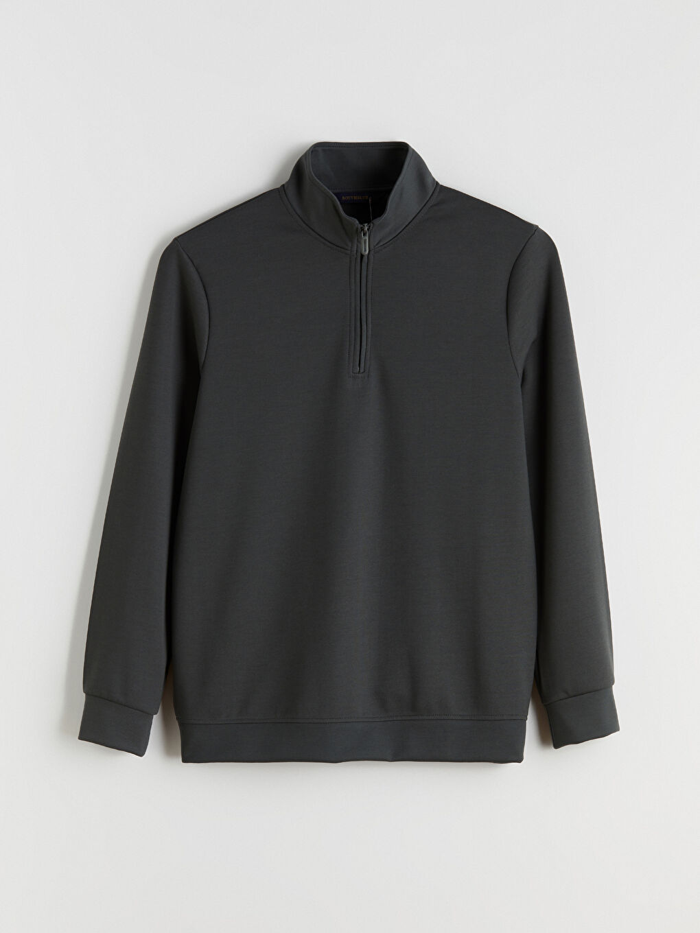 Gri Dik Yaka Erkek Sweatshirt-4