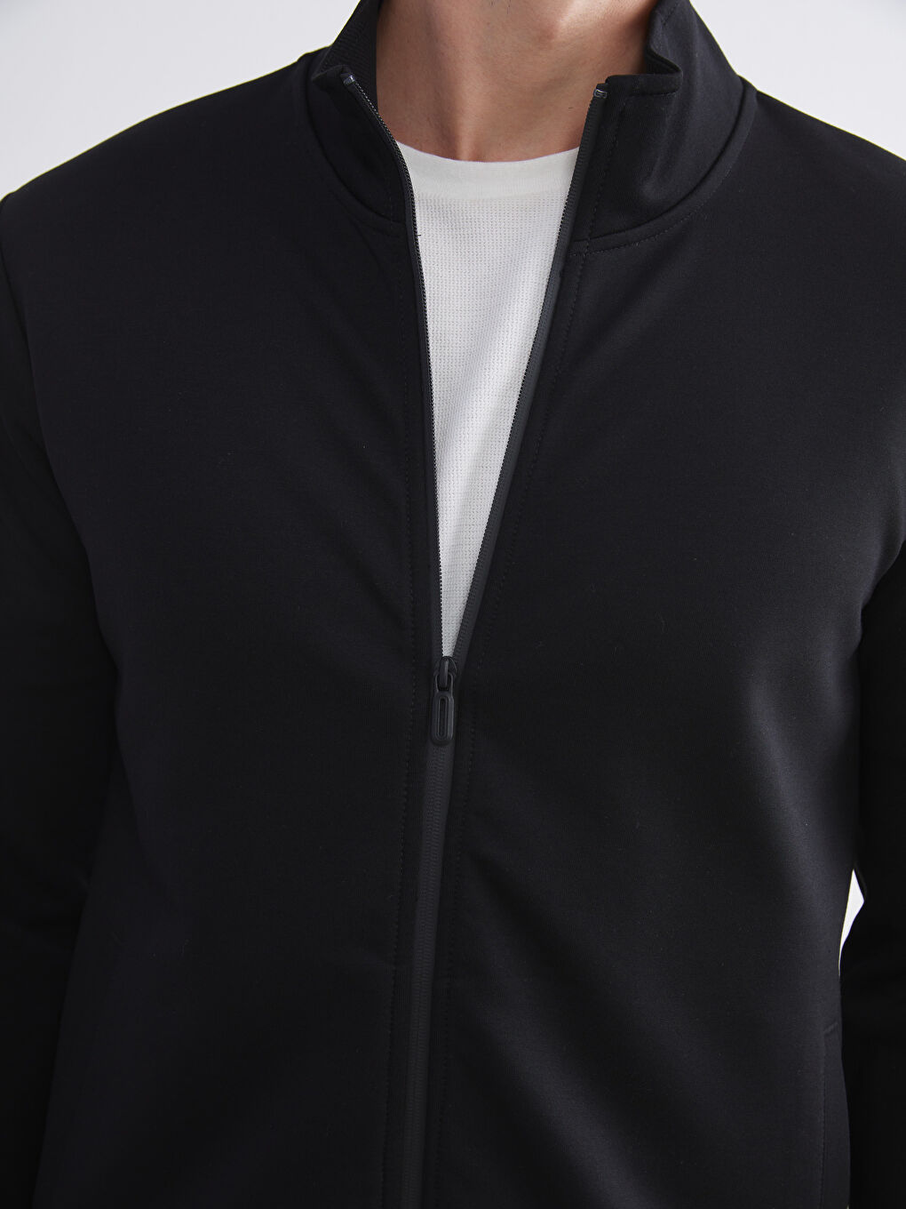 Funnel Neck Long Sleeve Men's Zip-Up Sweatshirt-5