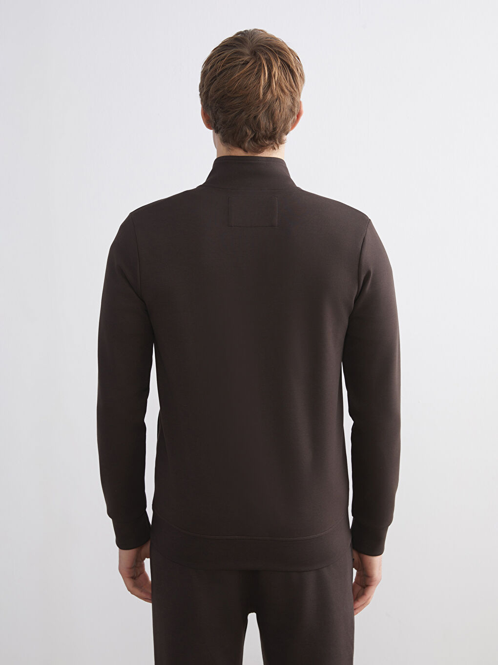 Funnel Neck Long Sleeve Men's Zip-Up Sweatshirt-3