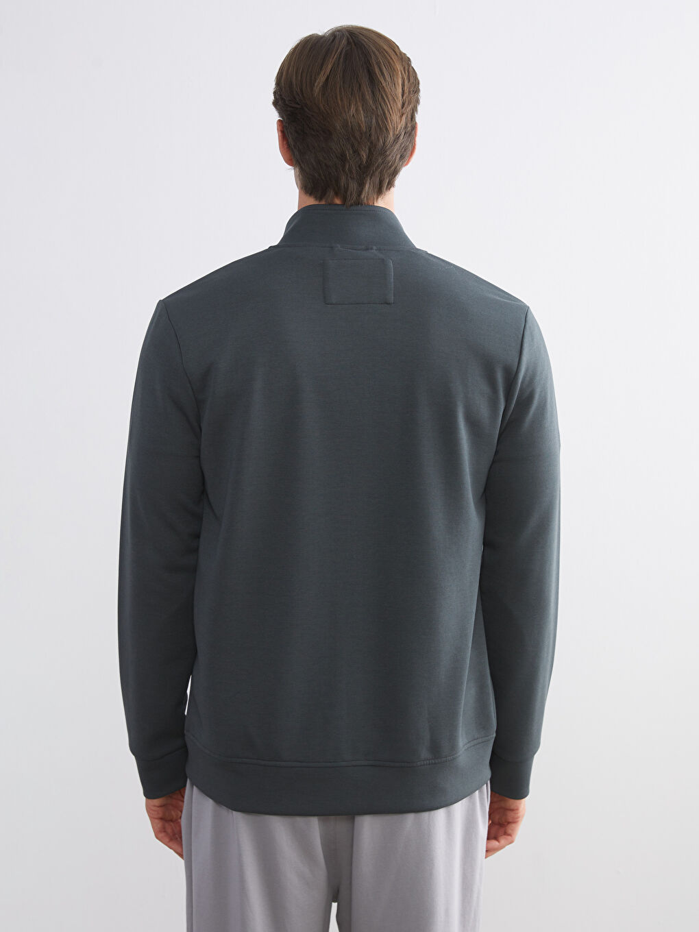 Funnel Neck Long Sleeve Men's Zip-Up Sweatshirt-7