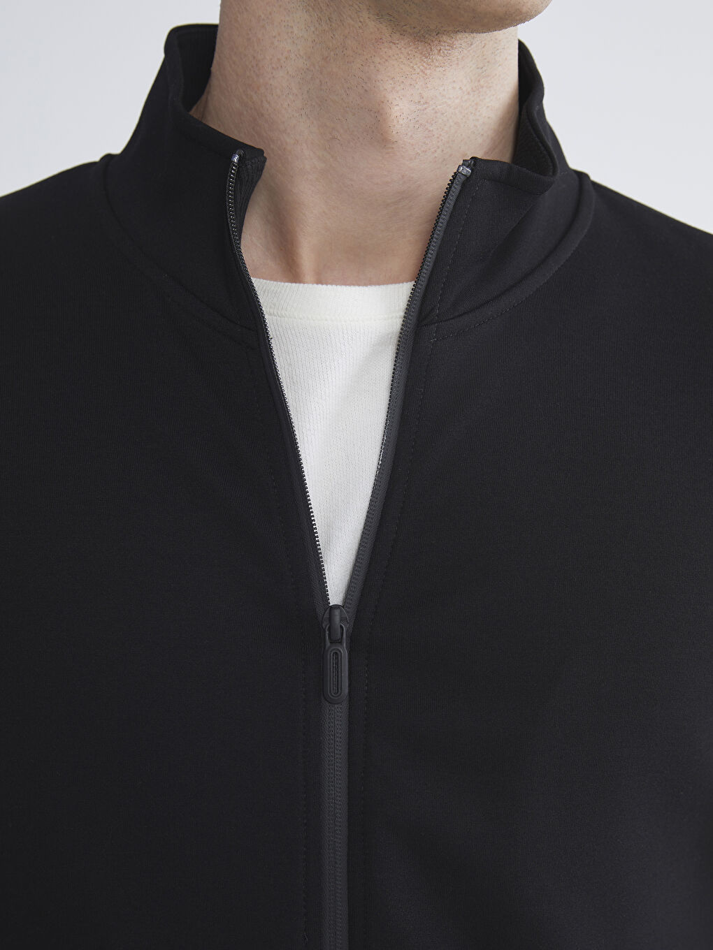Funnel Neck Long Sleeve Men's Zip-Up Sweatshirt-4