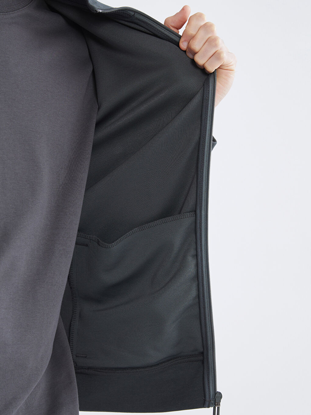 Funnel Neck Long Sleeve Men's Zip-Up Sweatshirt-6