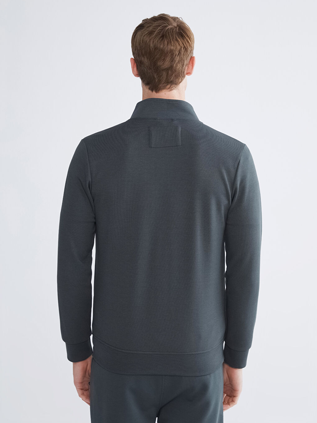 Funnel Neck Long Sleeve Men's Zip-Up Sweatshirt-8