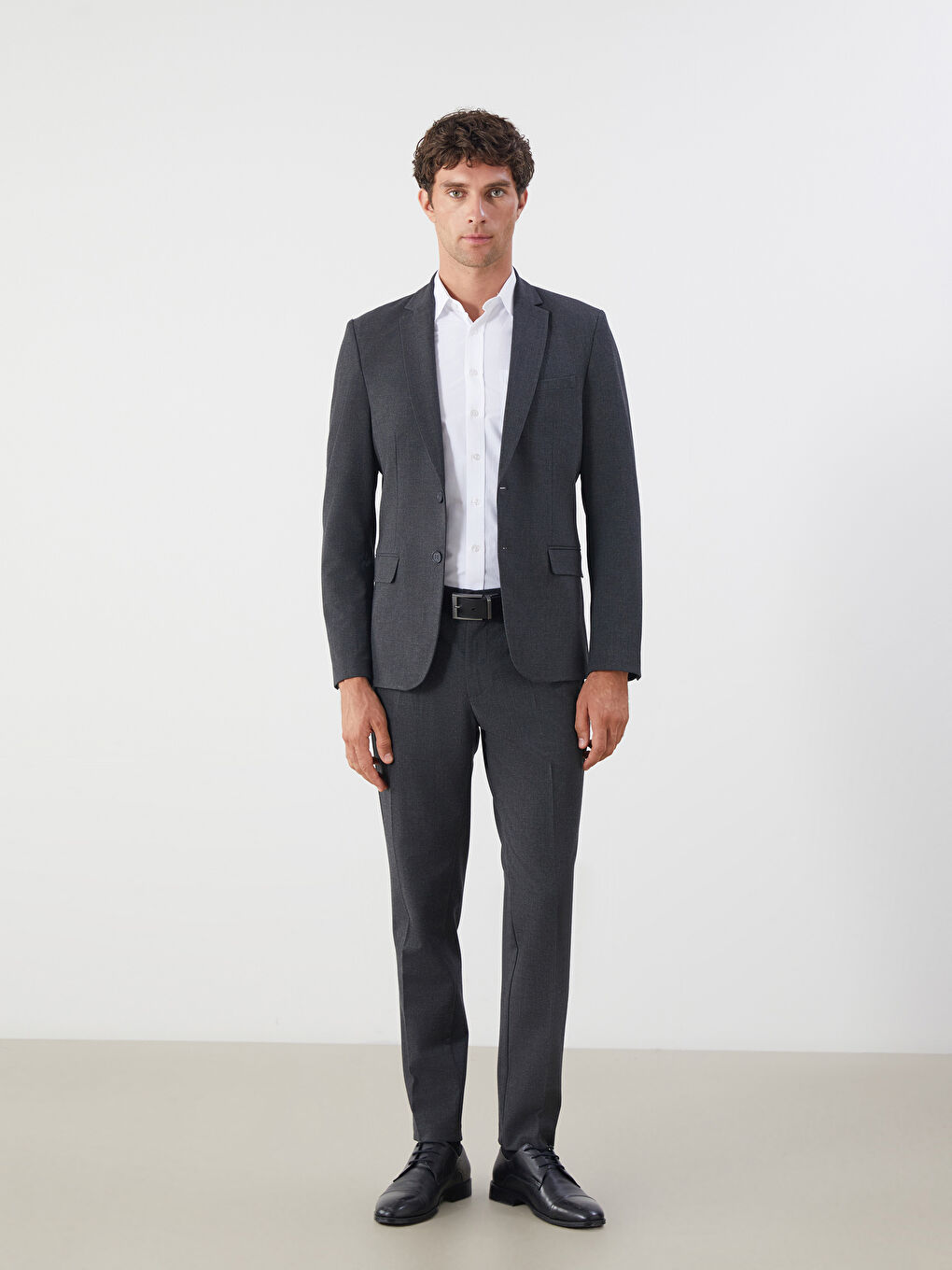Antrasit Dar Kalıp Erkek Blazer Ceket-1