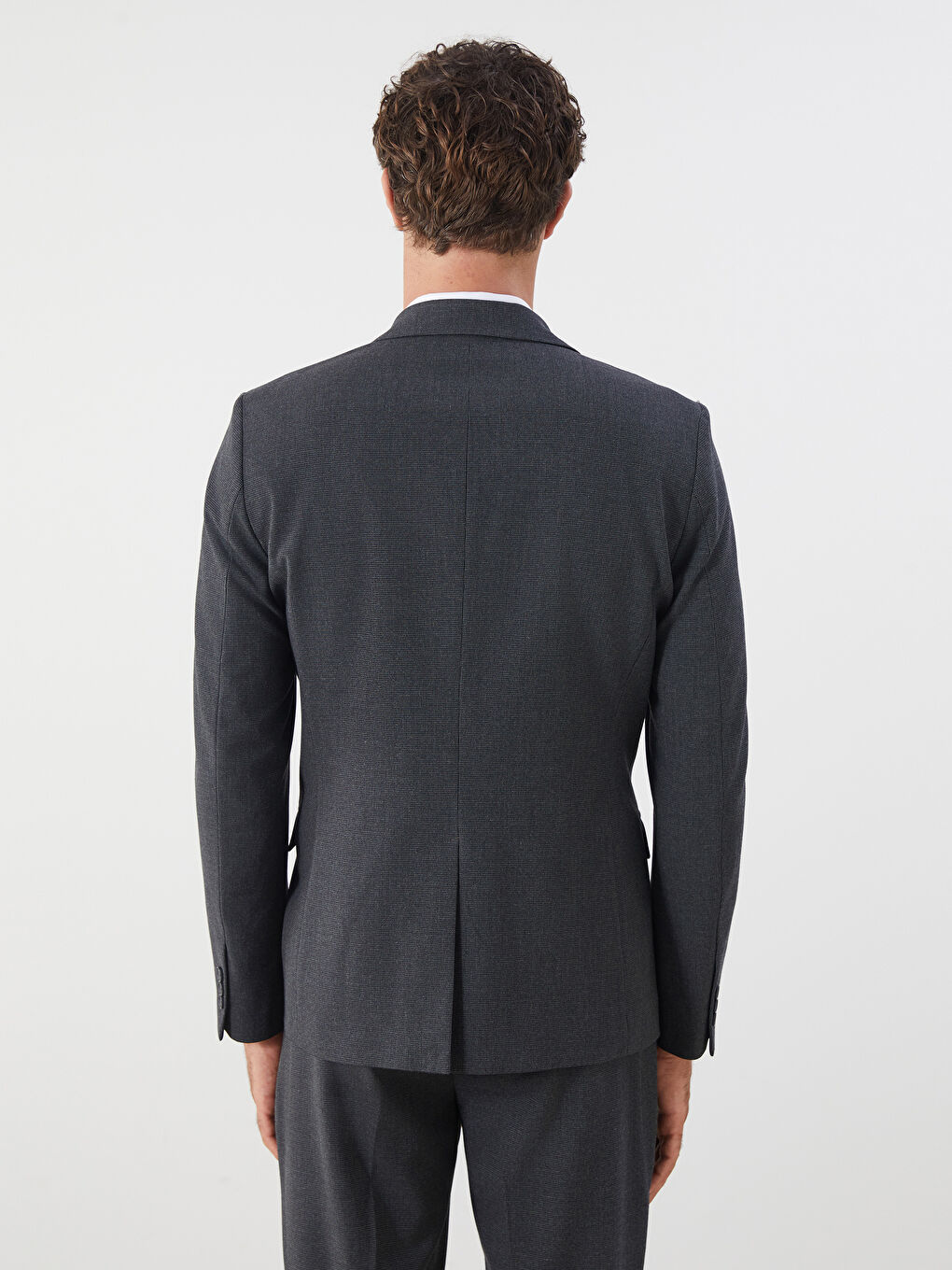 Antrasit Dar Kalıp Erkek Blazer Ceket-4