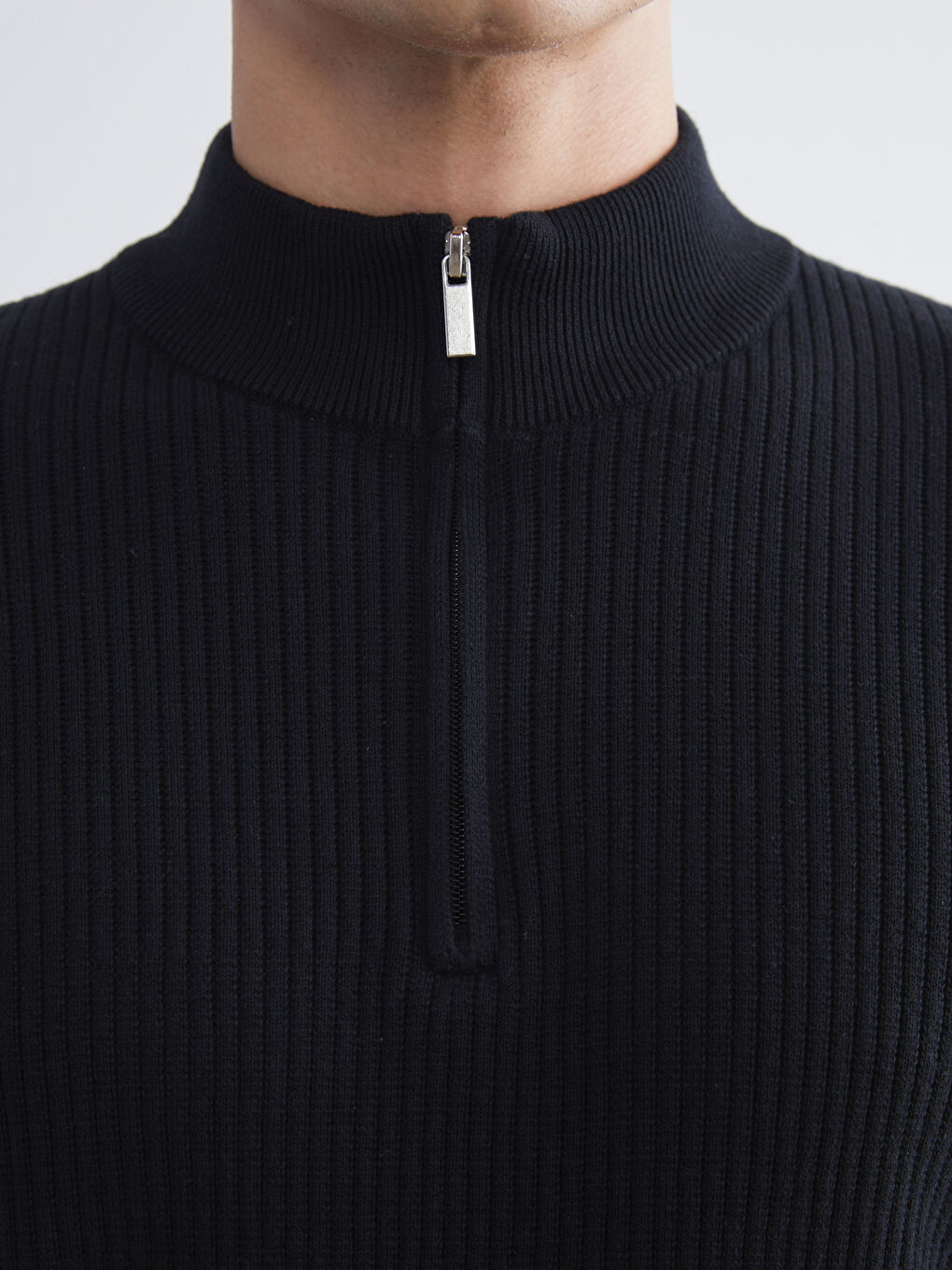 Zippered Funnel Neck Men's Knit Sweater-2